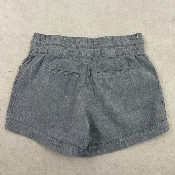 Athleta Cabo Linen Shorts Womens Size 6 Blue Elastic Waist Drawstring 4" Inseam - Picture 4 of 11